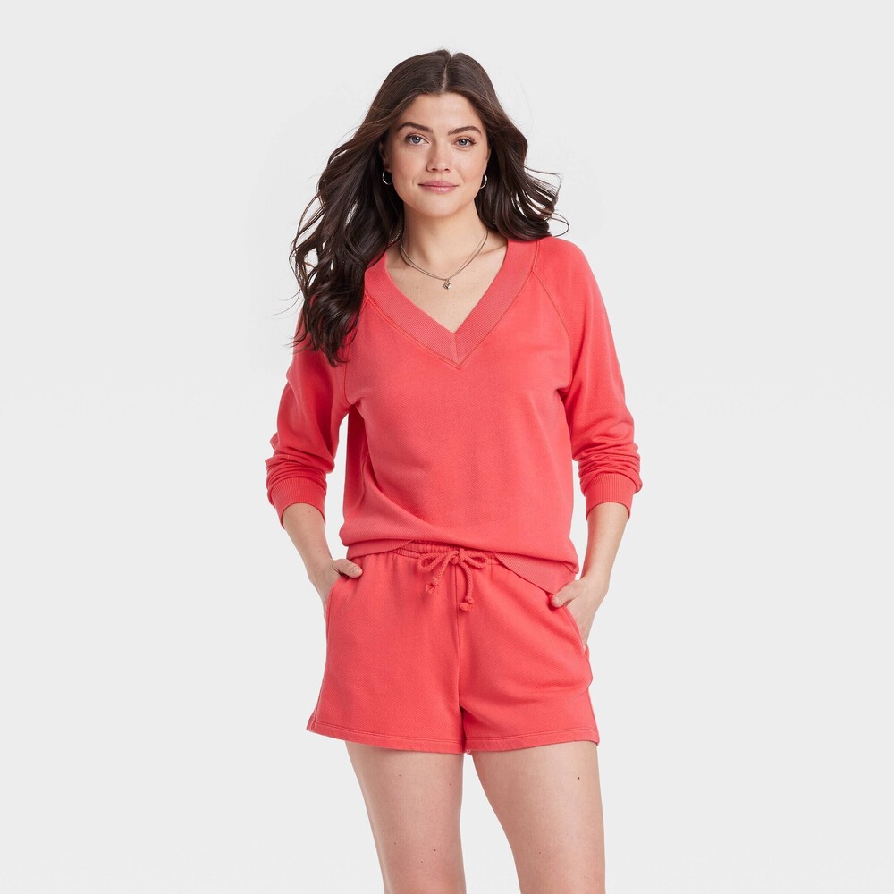 Women’s Universal Thread French Terry Pullover Sweatshirt & Short Set XS Small
